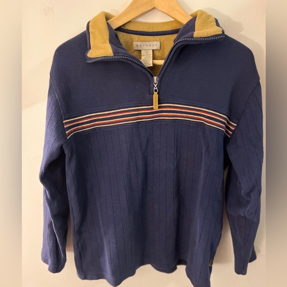 Retreat Navy Sweater with Striped Detail S/36 - Picture 1 of 6